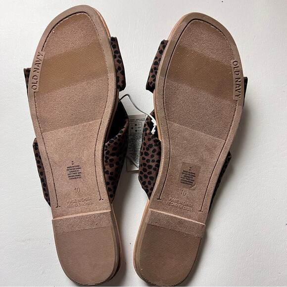 Old Navy Women’s Soft Twist Brown and Black Animal Print Sandals Flat Sz 10 - Picture 5 of 8